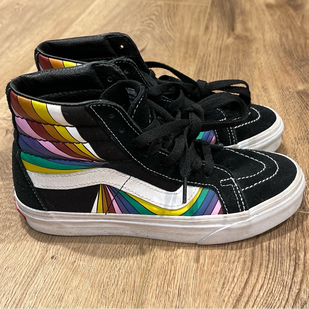 Vans men’s 4.5 womens 6 unisex kids Black Multicolor High-Top Sneakers - Picture 1 of 9